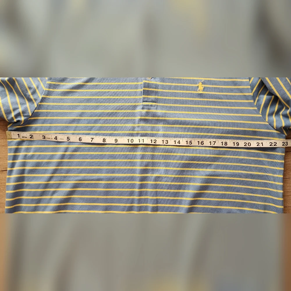 Polo Golf Ralph Lauren 100% Pima Cotton Blue Striped Polo Shirt Men's‎ Large